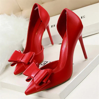 Pumps met Strik Detail en Puntige Neus voor Vrouw
