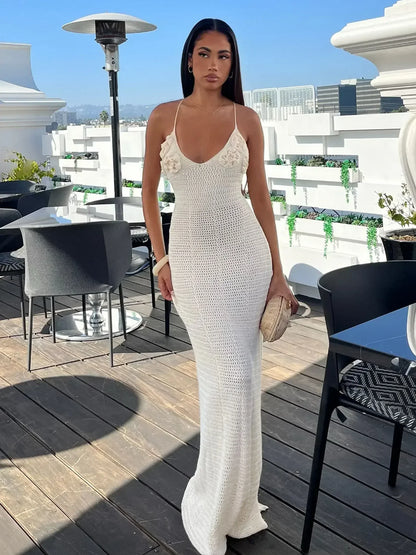 Witte Maxi Jurk V-Hals Bloemenprint Zomerjurk