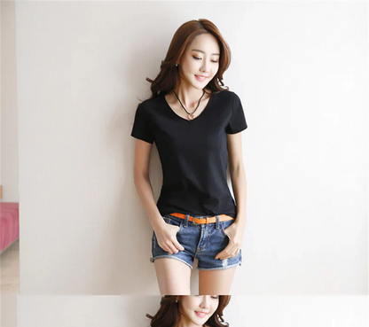 V-hals T-shirt Zomers Comfortabel Dame