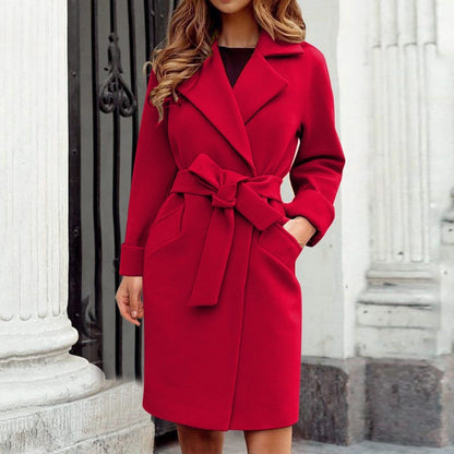 Dames Trenchcoat Warme Winterjas Stijlvolle Lange Mantel