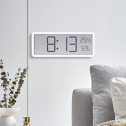 Digitale Wandklok met LED-Display – Temperatuur & Tijd – Modern Design – Wit & Zwart