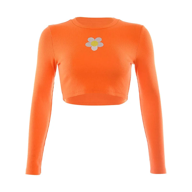 Gebreide Top Dames Oranje Lange Mouwen Casual
