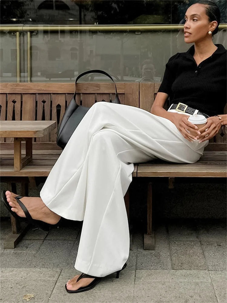 Witte Chino Broek Vrouw Klassieke Stijl - StudioMarella