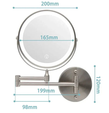 Make-upspiegel LED Vergrotend Oplaadbaar Chroom 20cm Wandspiegel 3 Lichtstanden