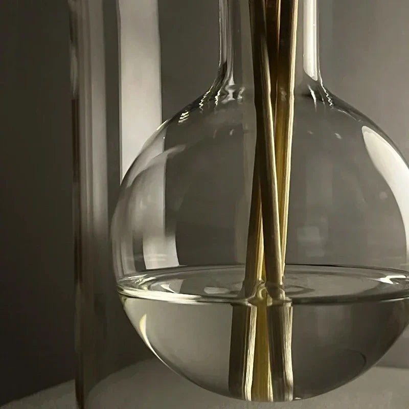 Glazen Aromageurverspreider Hol Transparant met Houten Deksel en Geurstokjes voor Etherische Oliën Woonkamer Slaapkamer Aromatherapie