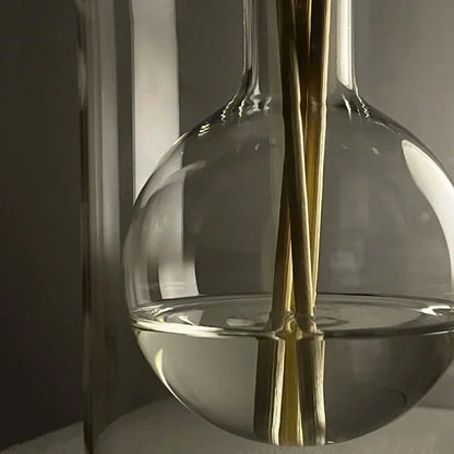 Glazen Aromageurverspreider Hol Transparant met Houten Deksel en Geurstokjes voor Etherische Oliën Woonkamer Slaapkamer Aromatherapie