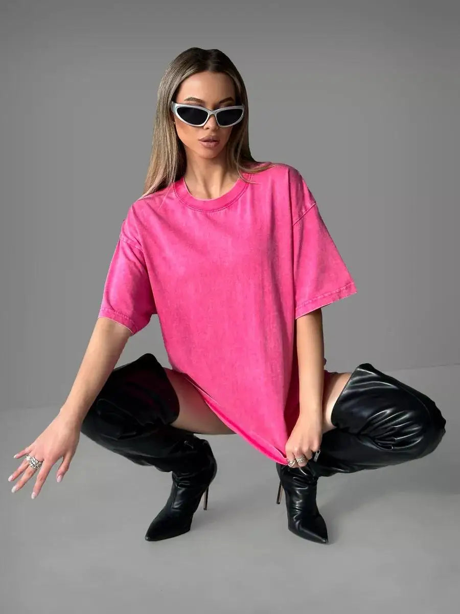 Vrouwen Oversized T-shirt Vintage Look Zomerse Stijl
