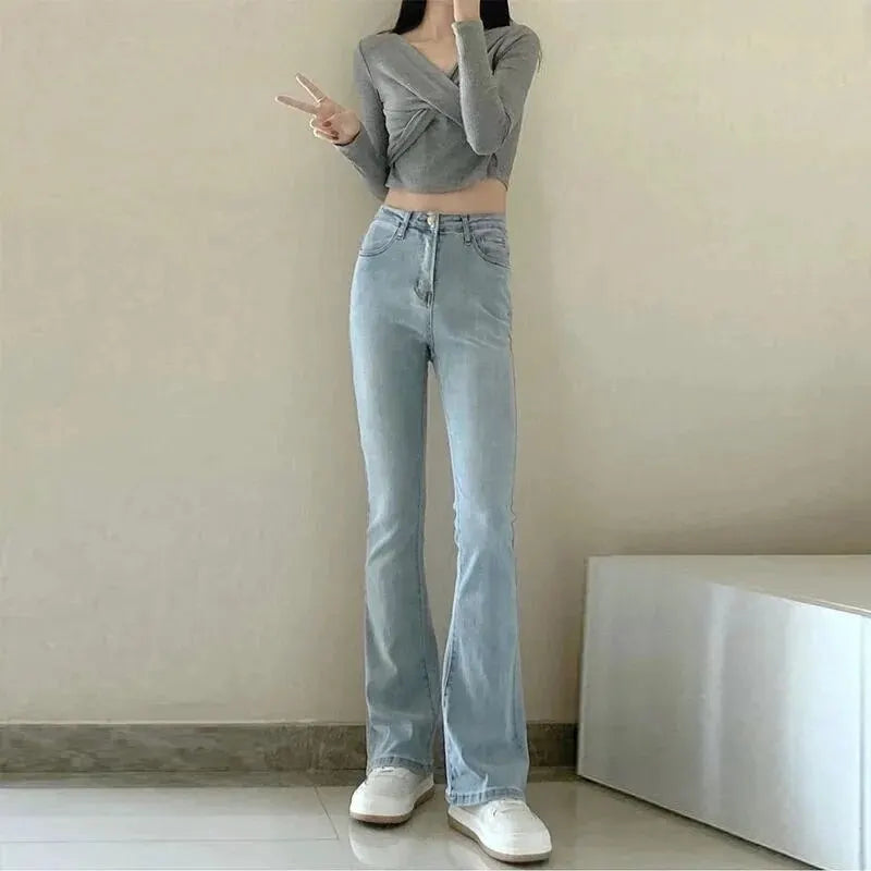 Lente Bell Bottom Jeans Wijd en Comfortabel