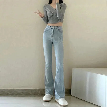 Lente Bell Bottom Jeans Wijd en Comfortabel