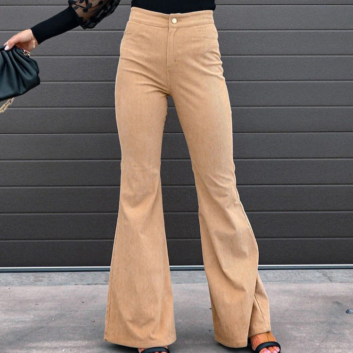 Hoge Damesbroek Flared Broek Zwart High Waist Stijl - StudioMarella