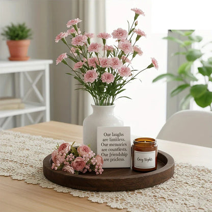 Salontafel Decoratie Ronde Houten Dienblad Farmhouse Stijl Centerpiece