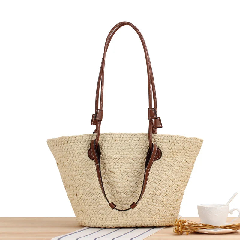 Grote Raffia Schoudertas voor Dames Harper Stijl