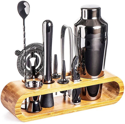Professionele Barset 10-delig Metallic Cocktailshaker met Accessoires voor Thuisbar en Mixology