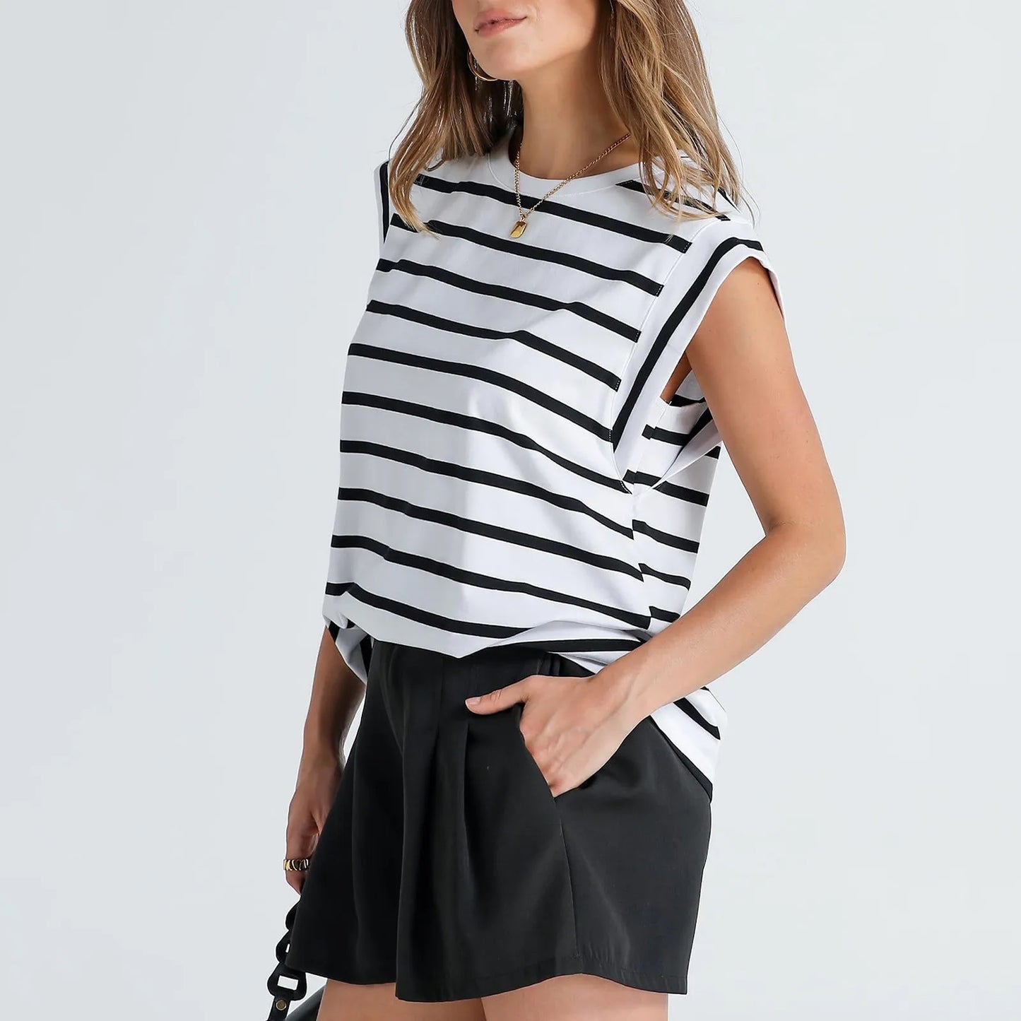 Zomer Streepjesshirt Lichtblauw Mode voor Dames