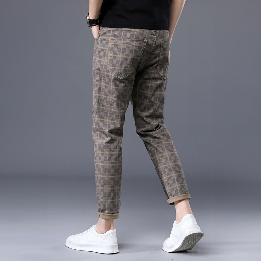 Herensluipte Broek Geruit Comfortabel Casual Model