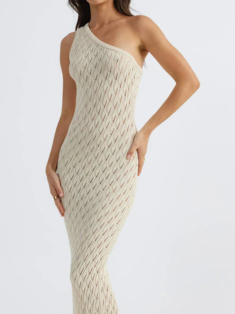 Jurk Asymmetrisch Lang Knitlook Jurk voor Vrouw