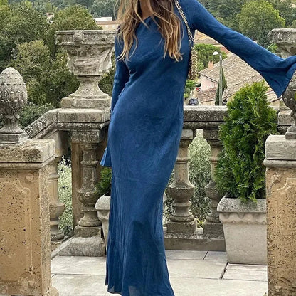 Vrouwenjurk Lange Mouwen Maxi Zomerjurk Trompet Model