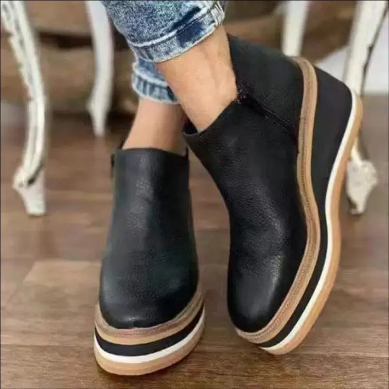 Dames Enkelboots Plateauzool Rits Sluiting