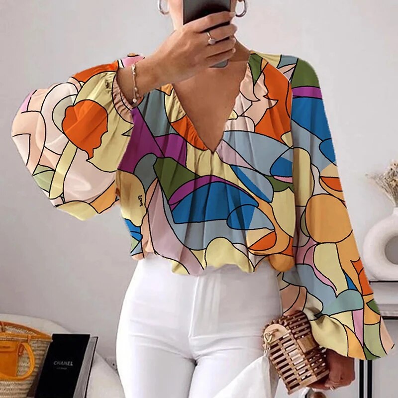 Vrouwelijke Blouse Met Bloemen Patronen Elegant Design - StudioMarella