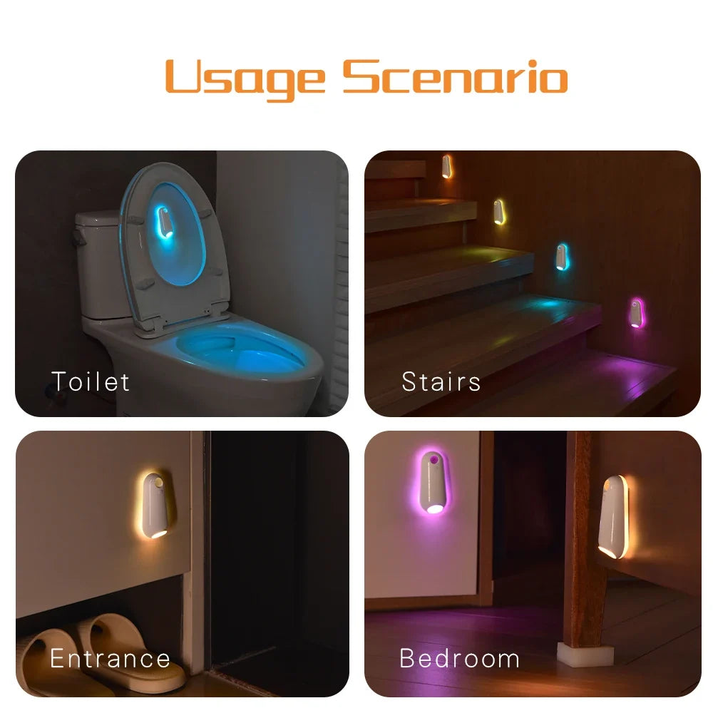 Toilet Nachtlampje Met Bewegingssensor RGB 7 Kleuren Oplaadbaar Waterdicht IPX3