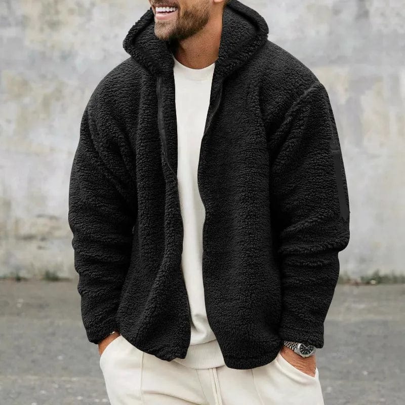 Heren Fleece Jas Warm Gevoerd met Capuchon Zacht