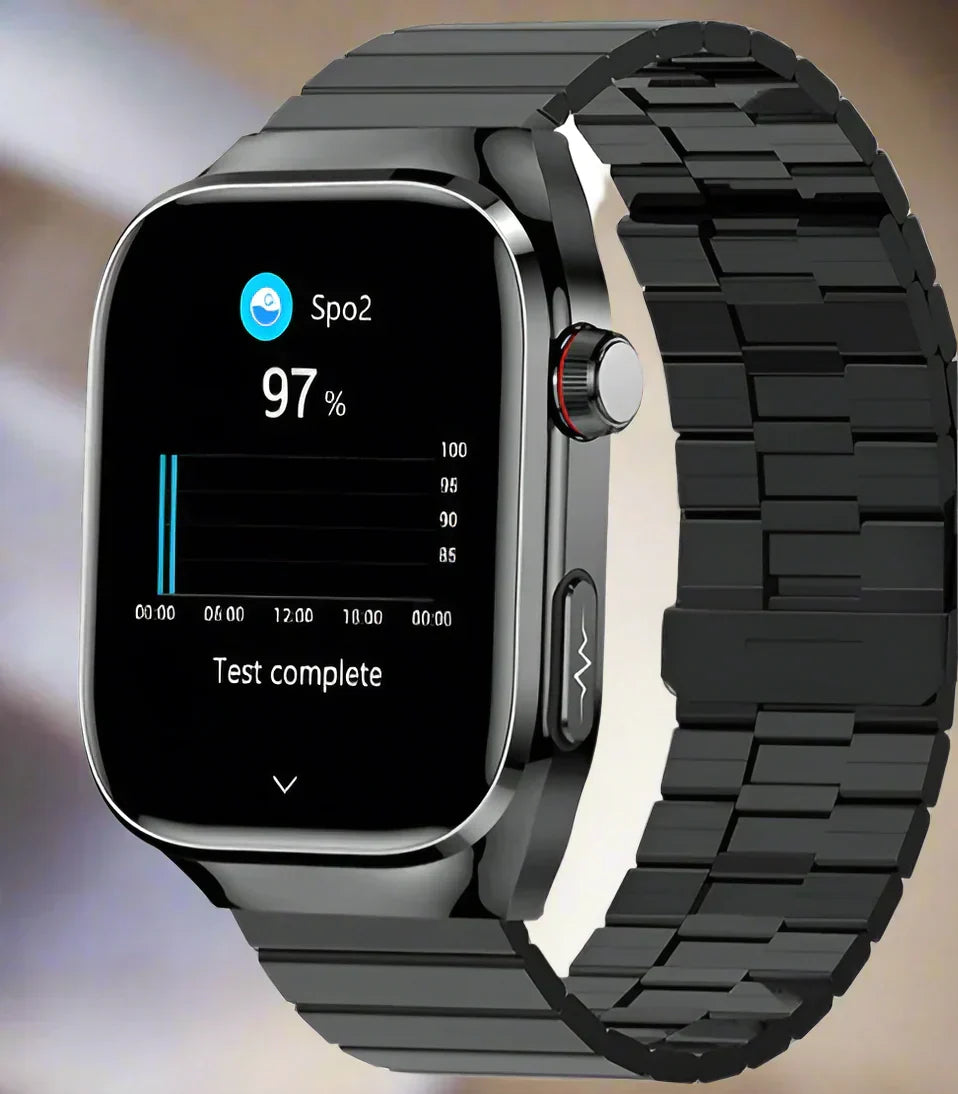 Multifunctioneel Smarthorloge met Hartslagmeter ECG Bloedglucose Tracker Bluetooth Bellen Gezondheidsmonitor AMOLED Display Draadloos Opladen