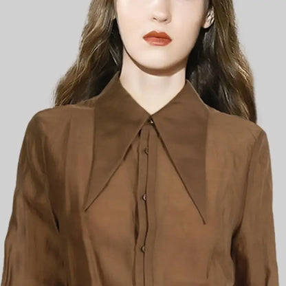 Koffieblouse Elegante Vrouwelijke Blouse voor Dagelijks Gebruik