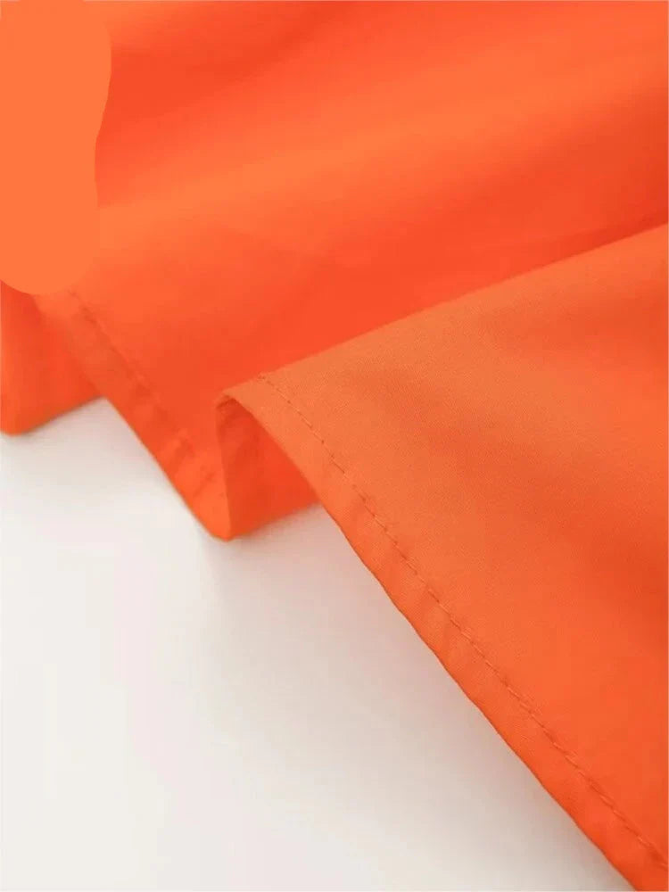 Oranje Zomerjurk Kort Damesjurk met Riem