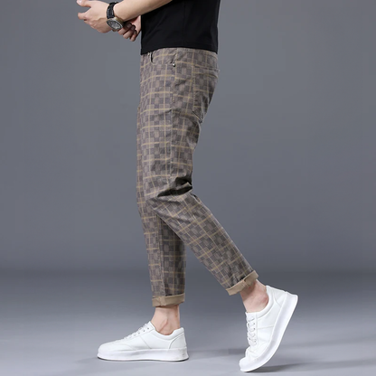 Herensluipte Broek Geruit Comfortabel Casual Model