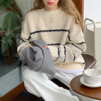 Dames Trui Oversized Wit Gebreid Warm