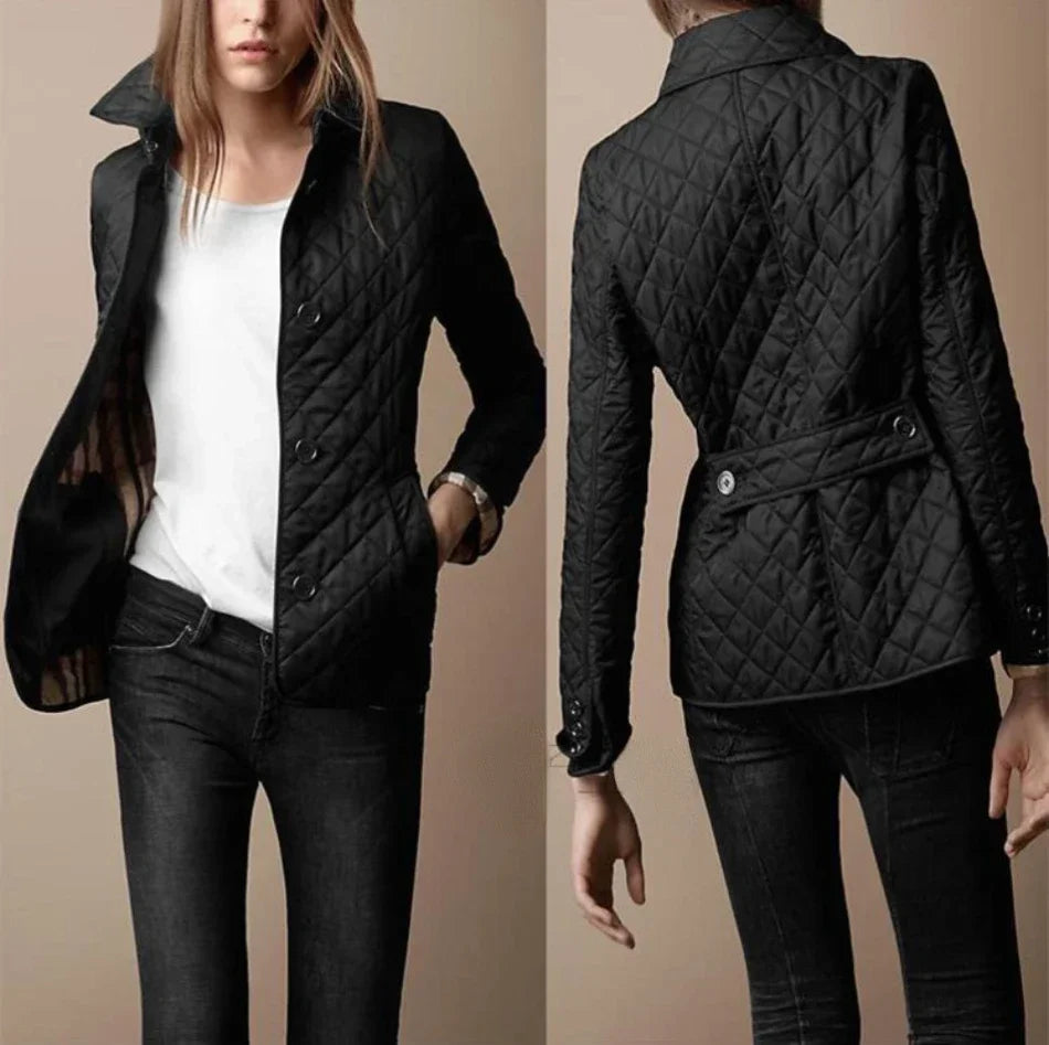 Dames Geruite Jas met Reverskraag Stijlvol Modern Design