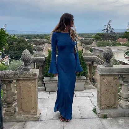 Vrouwenjurk Lange Mouwen Maxi Zomerjurk Trompet Model - StudioMarella