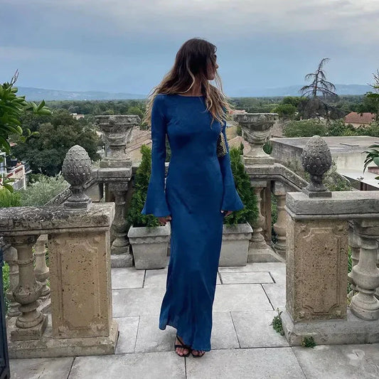 Vrouwenjurk Lange Mouwen Maxi Zomerjurk Trompet Model - StudioMarella