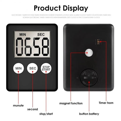 Digitale Keukentimer Magneet LCD Kompakt Keuken Aftellen Countdown Timer Eieren Pasta Koken