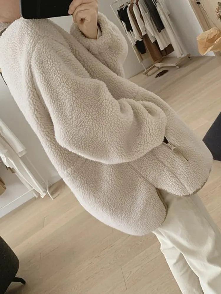 Dames Leren Look Jas Oversized Aruna Stijl