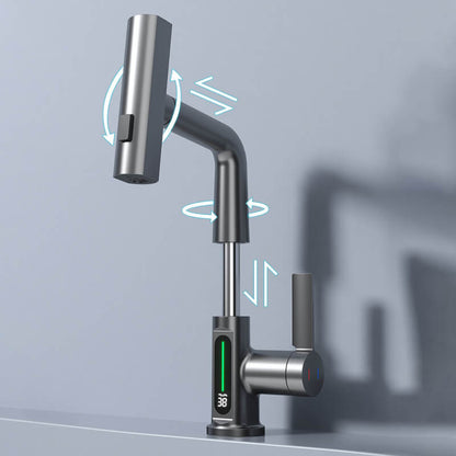 Flexibele Keukenkraan met LED Temperatuurindicator Chroom Zwart Wit 360° Draaibaar Uittrekbaar 60cm voor Keuken en Badkamer