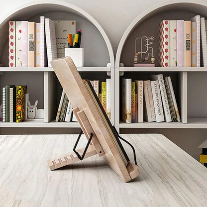 Verstelbare Houten Boekenstandaard van Grenenhout voor Handsfree Lezen