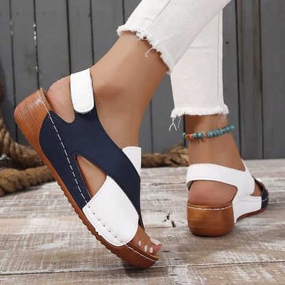 Wedge Sandalen met Contrastkleuren Comfortabel