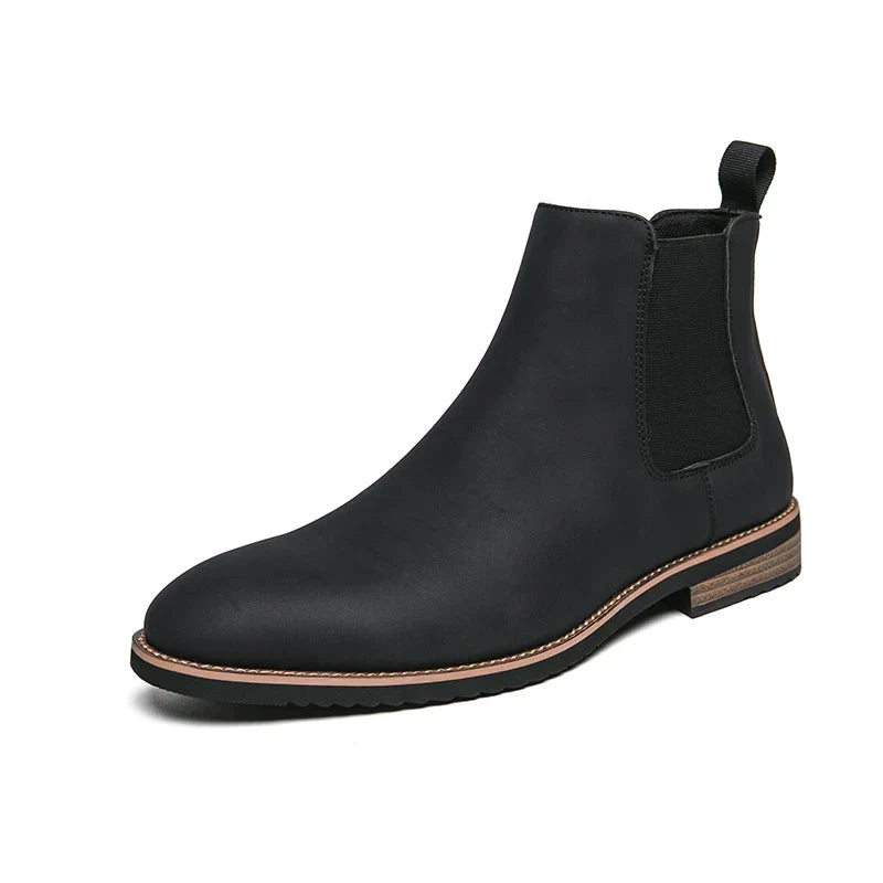 Leren Chelsea Boots Heren Zwart Minimalistisch Design
