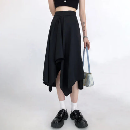 Midi Rok Plissé Chic Zwart Jurk Model
