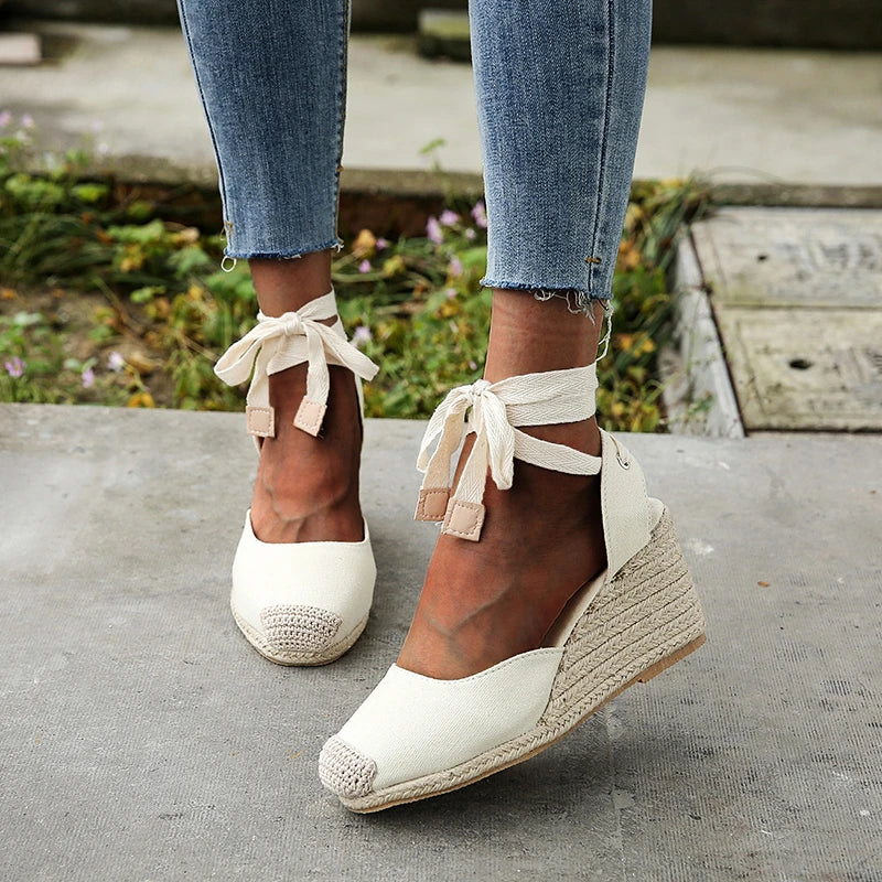 Vrouwensandalen Espadrille met enkelband Comfortabel Zomer