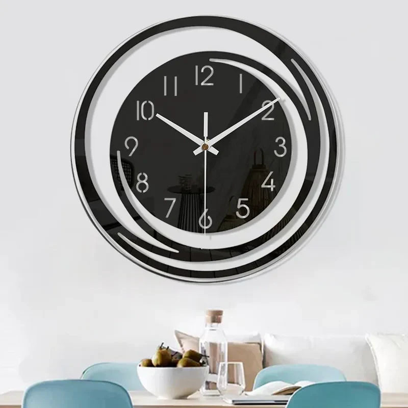 Wandklok Zwart Acryl - Modern Geometrisch Design - Stil Mechanisme - Scandinavisch Tijdloze Elegantie