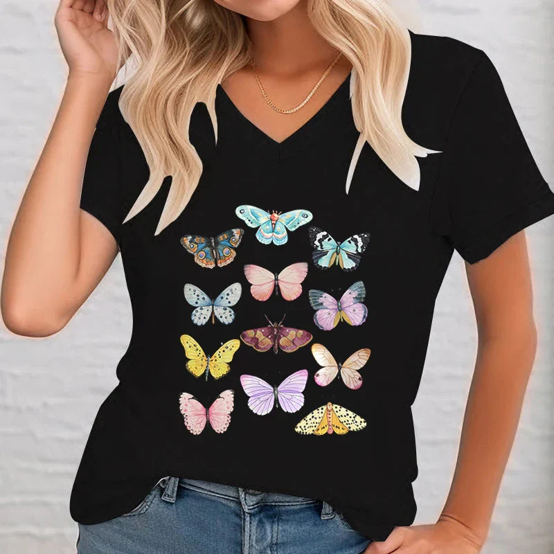 Vlinder T-Shirt Met Grafische Print voor Dames - StudioMarella