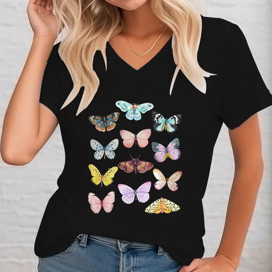Vlinder T-Shirt Met Grafische Print voor Dames - StudioMarella