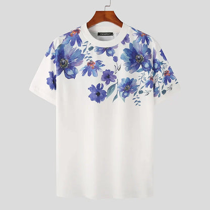 Heren Shirt Korte Mouwen Florale Zomerstijl