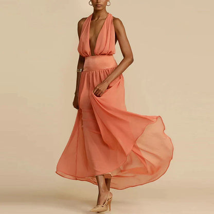 Maxi Zomerjurk V Hals Diepe Neckline Jurk voor Vrouw