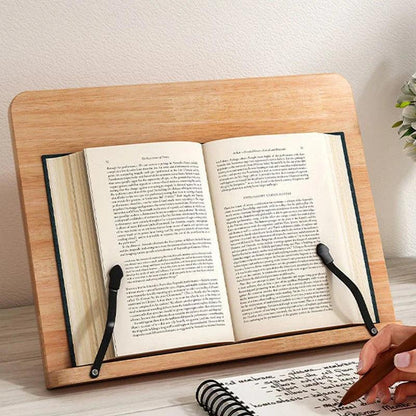 Verstelbare Houten Boekenstandaard van Grenenhout voor Handsfree Lezen