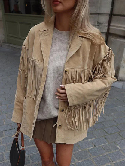 Suède Jas met Franje Westers Stijl Boho Look