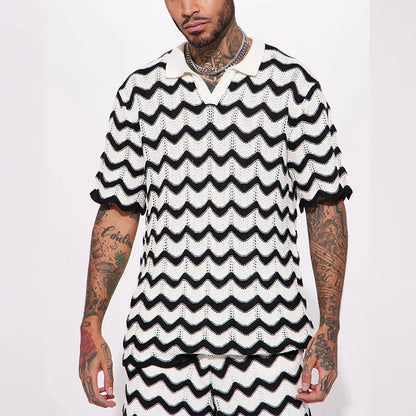 Heren Zomer Set Gebreid met Zigzag Patroon