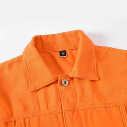 Denim Jas Heren Oranje Losse Fit Casual